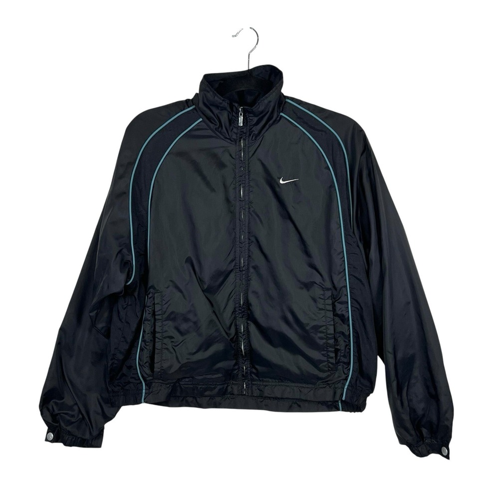 Vintage Nike Women's M Full Zip-Embroidered Swoosh Nylon Windbreaker 90's Jacket